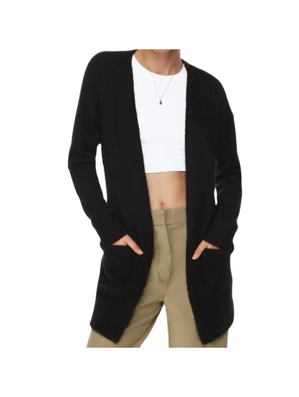 Aritzia Wilfred Free Aronson Sweater Cardigan Black Size M Alpaca Wool Blend